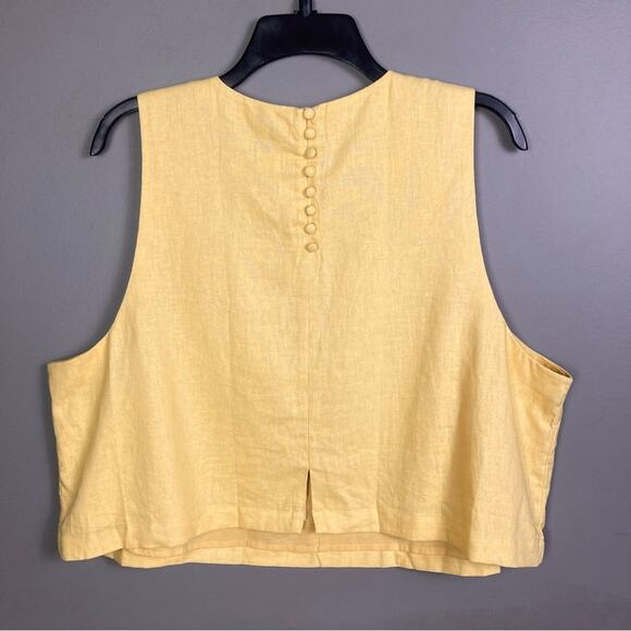 Banana Republic top XL NWT Shell linen yellow relaxed boxy lagenlook - Picture 3 of 12